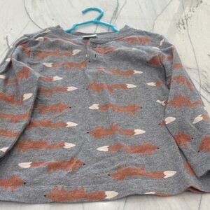 Hanna Andersson Gray and Brown Fox Long Sleeve Tee